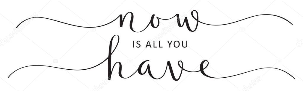 NOW IS ALL YOU HAVE vector brush calligraphy banner with swashes