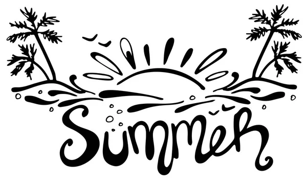 Hand Drawn Lettering Summer White Background Vector Illustration Perfect Greeting — Stock Vector