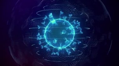 Gerçekçi roman Coronavirus 2019-nCov mavi dijital ızgarasız döngü