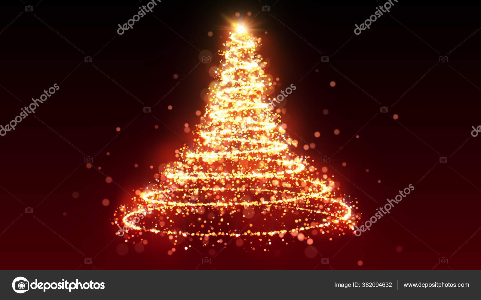 Golden Glitter Christmas Tree Sparkling Light Shining Gold Particles