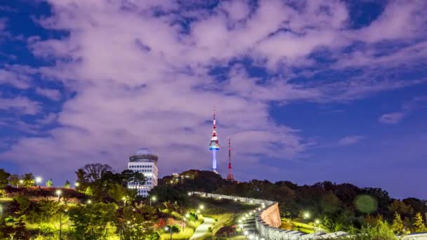 Desfasamento Temporal Namsan Mountain Namsan Park Durante Coréia Sul — Vídeo de Stock