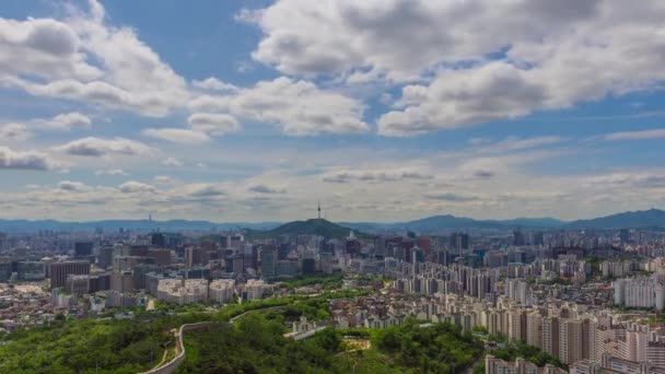 Tiden Förfaller Vacker Moln Blå Himmel Vid Seoul Stad Från — Stockvideo