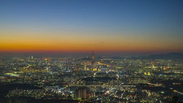 Čas Vypršel Pohled Soumrak Města Soul Krajina Downtown Panorama Soulu — Stock video
