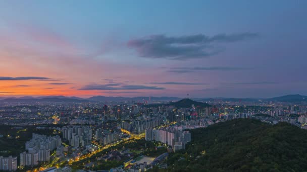 Paisaje Urbano Seúl Por Mañana Scenic Área Seúl Capital Montaña — Vídeo de stock