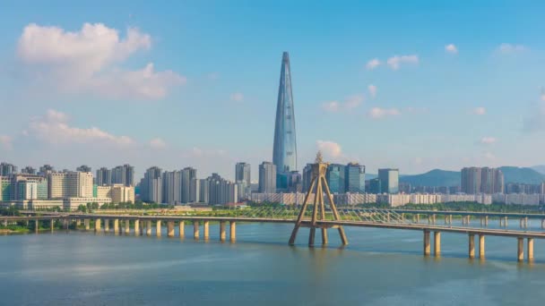 Aerial View Cityscape Seoul South Korea Aerial View Lotte Tower — Stock Video