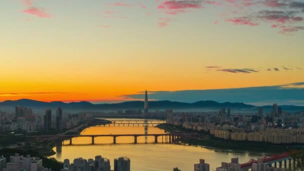 Ráno Soulu City Jižní Korea Budova Panorama Mrakodrap Podnikání Finanční — Stock video