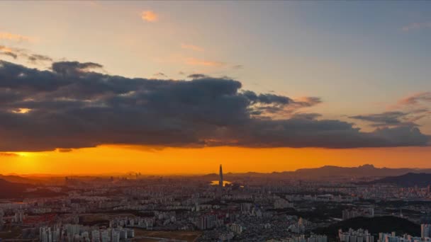 Zeitraffer Blick Auf Sonnenuntergang Seoul Stadtbild Und Innenstadt Skyline Zeigt — Stockvideo