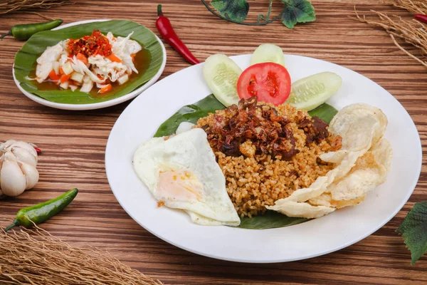 Ziegenreis Ist Eine Traditionelle Speise Aus Indonesien Gebratener Reis Mit — Stockfoto