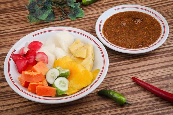 Rujak Buah Oder Rujak Ist Eine Traditionelle Indonesische Speise Aus — Stockfoto