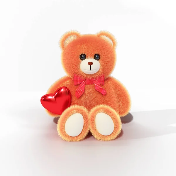 Orso Peloso Con Cuore Arco — Foto Stock