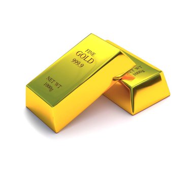 Birbiri ardına iki altın külçe.