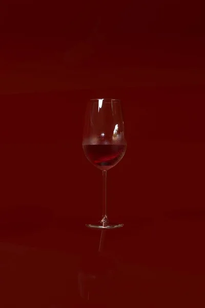 Glas Mit Rotwein Auf Rotem Hintergrund — Stockfoto