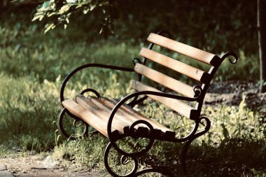 Arka plan olarak yaz mevsiminde doğa bahçesinde tezgah