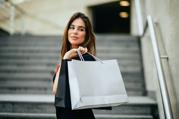 Head Shot Woman Going Shopping Mall — Stock Photo, Image