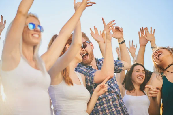 Group People Dancing Having Good Time Outdoor Party Music Festival — Stock Photo, Image