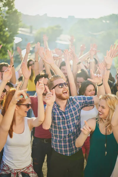 Group People Dancing Having Good Time Outdoor Party Music Festival — Stock Photo, Image