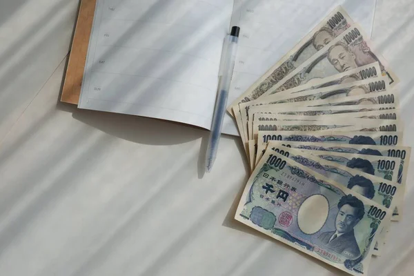 Yen Japonés Bolígrafo Cuaderno — Foto de Stock