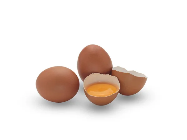 Huevos Pollo Aislados Sobre Fondo Blanco Con Ruta Recorte —  Fotos de Stock