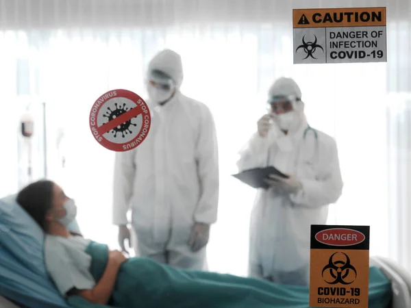 Corona Virüsü Için Hastalık Tedavi Odası Hastayı Karantina Salgın Uyarısı — Stok fotoğraf