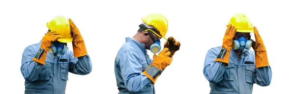 Industrial Mechanic Engineer Wearing Safety Clothing Helmet Safe Glasses Mask — Stock Photo, Image