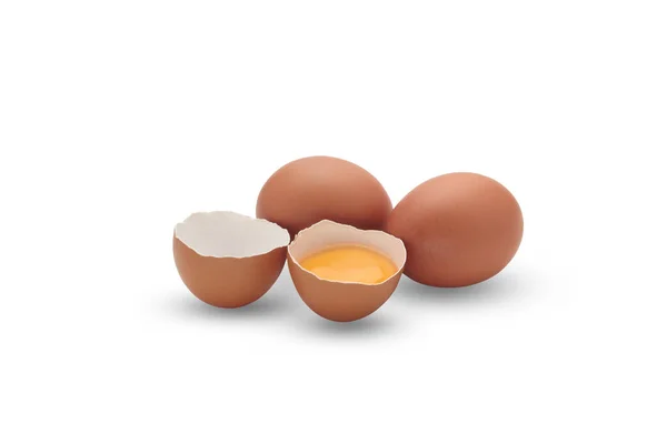 Huevos Pollo Aislados Sobre Fondo Blanco Con Ruta Recorte —  Fotos de Stock