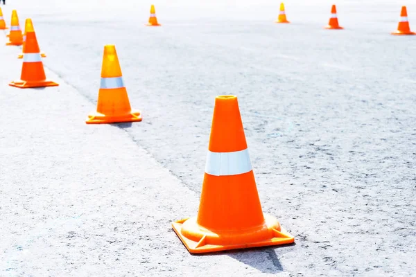 Traffic cones. Repair work on the road