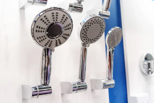 Shower Heads Plumbing Store Trade Bathroom Accessories — Stock Photo, Image