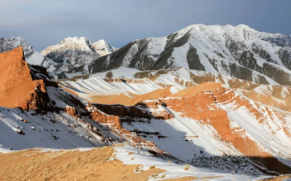 Vista Del Passo Montagna Una Serata Invernale Paesaggio Passo Montagna — Foto Stock