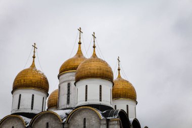 Moskova, Rusya, 17 Şubat 2017 - Dormition Katedrali Kremlin Sarayı 'nda yer almaktadır..