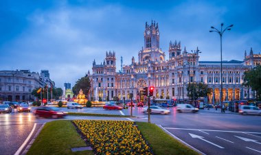Plaza de Cibeles and the new city hall in Madrid, Spain clipart
