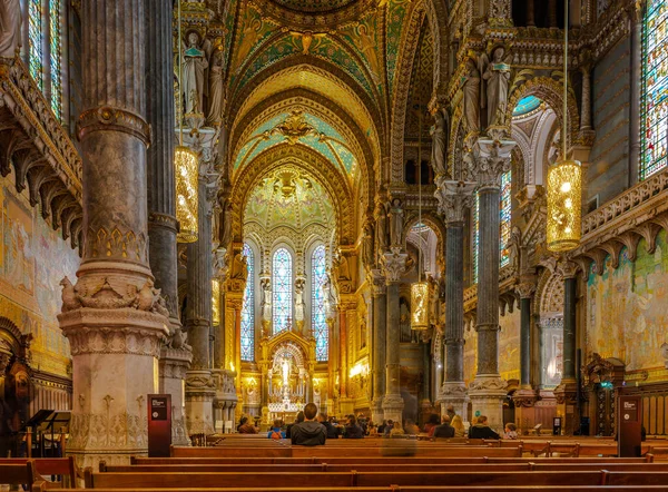 Interior Basílica Fourviere Lyon Ródano França — Fotografia de Stock