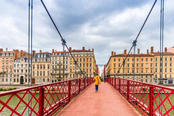 Gångbro Saint Georges Saone Lyon Rhône Frankrike — Stockfoto