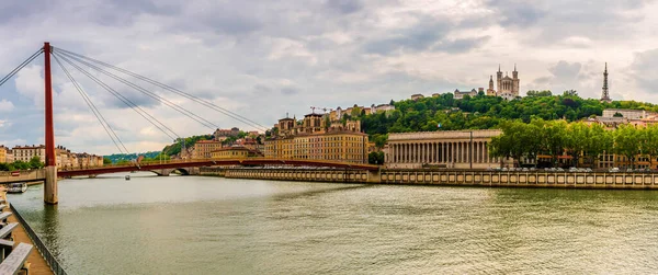 Los Muelles Del Saone Lyon Por Noche Rhne Auvernia Ródano — Foto de Stock