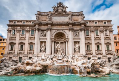 Lazio, İtalya 'daki muazzam Trevi Çeşmesi