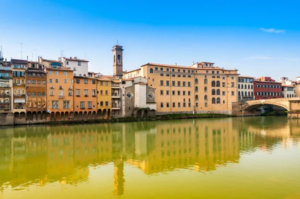 Fasader Byggnader Längs Arno Florens Toscana Italien — Stockfoto