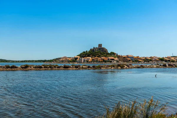 Cidade Velha Gruissan Sua Torre Barbarossa Suas Lagoas Sul França — Fotografia de Stock