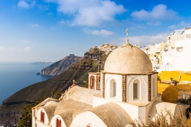 Fira, Santorini 'deki Ortodoks şapeli, Yunanistan' daki Kiklad.