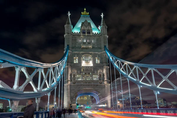 Londra Ngiltere Deki Rıhtımdan Dün Gece Kule Köprüsü Görüldü — Stok fotoğraf