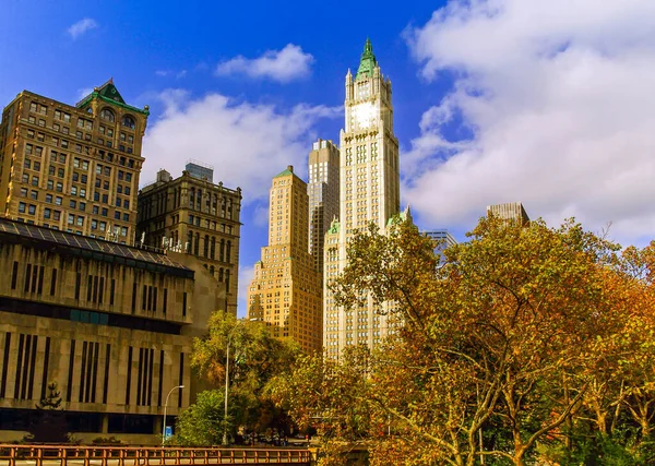 Buildings Broadway Including Woolworth Building New York Usa — Stock Photo, Image