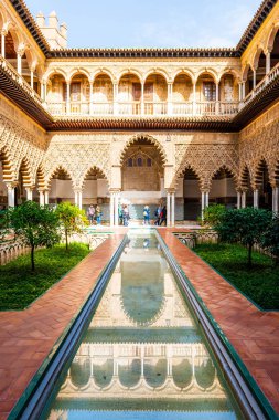 İspanya, Endülüs 'te, Sevilla' da gerçek Alcazar