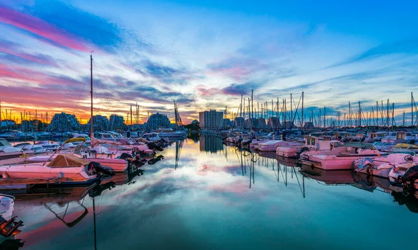 Panorama Seaside Resort Grande Motte Rising Sun Occitanie France — Stock Photo, Image