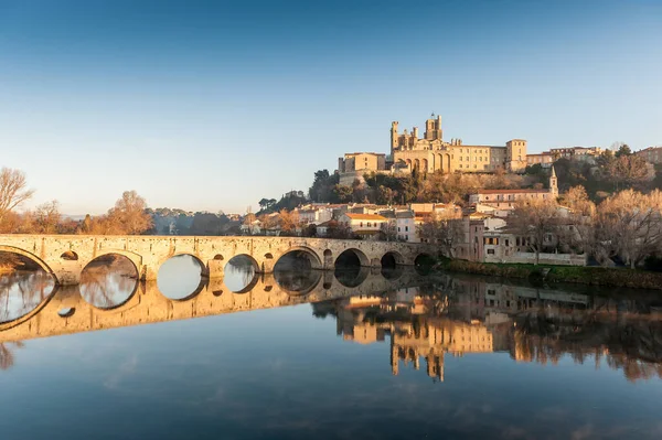 Pont Vieux Kathedraal Van Saint Nazaire Orb Bziers Hrault Occitanie — Stockfoto