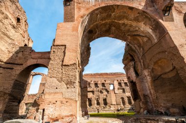 Lazio, İtalya 'daki Caracalla Hamamlarının kalıntıları