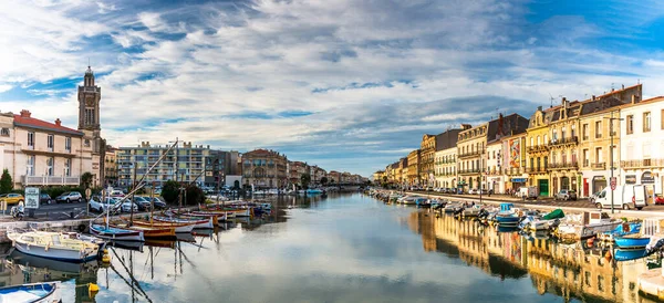 Vista Panorâmica Canal Ste Pela Manhã Verão Hrault Occitania França — Fotografia de Stock