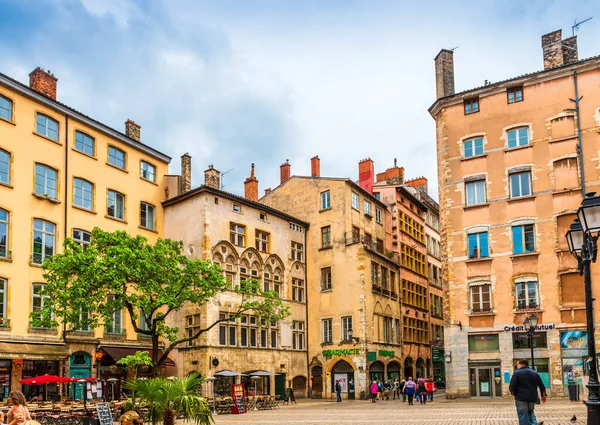 Very Old Facades District Vieux Lyon Rhone Auvergne Rhone Alpes — Stock Photo, Image