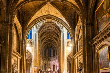 Yeni Aquitaine, Fransa 'daki Gironde' deki Bordeaux Katedrali Saint-Andr 'ın içi