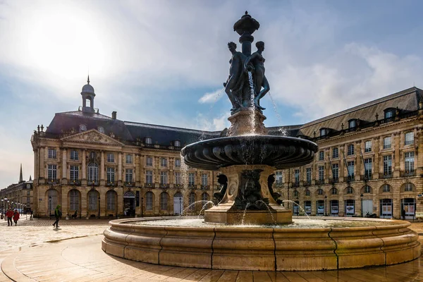 Fontána Tří Grácií Náměstí Bourse Bordeaux Gironde Nouvelle Aquitaine Francie — Stock fotografie