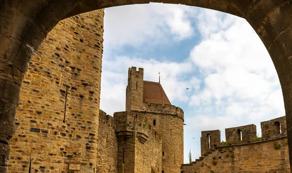 Ramparts Dungeons Cite Carcassonne Aude Occitanie Francia — Foto de Stock