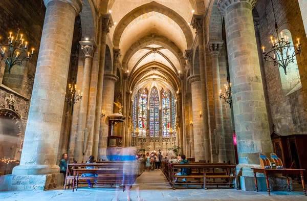 Interior Basílica Saint Nazaire Cite Carcassonne Aude Occitanie França — Fotografia de Stock