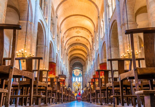 Interior Basílica Saint Sernin Toulouse Haute Garonne Occitanie França — Fotografia de Stock